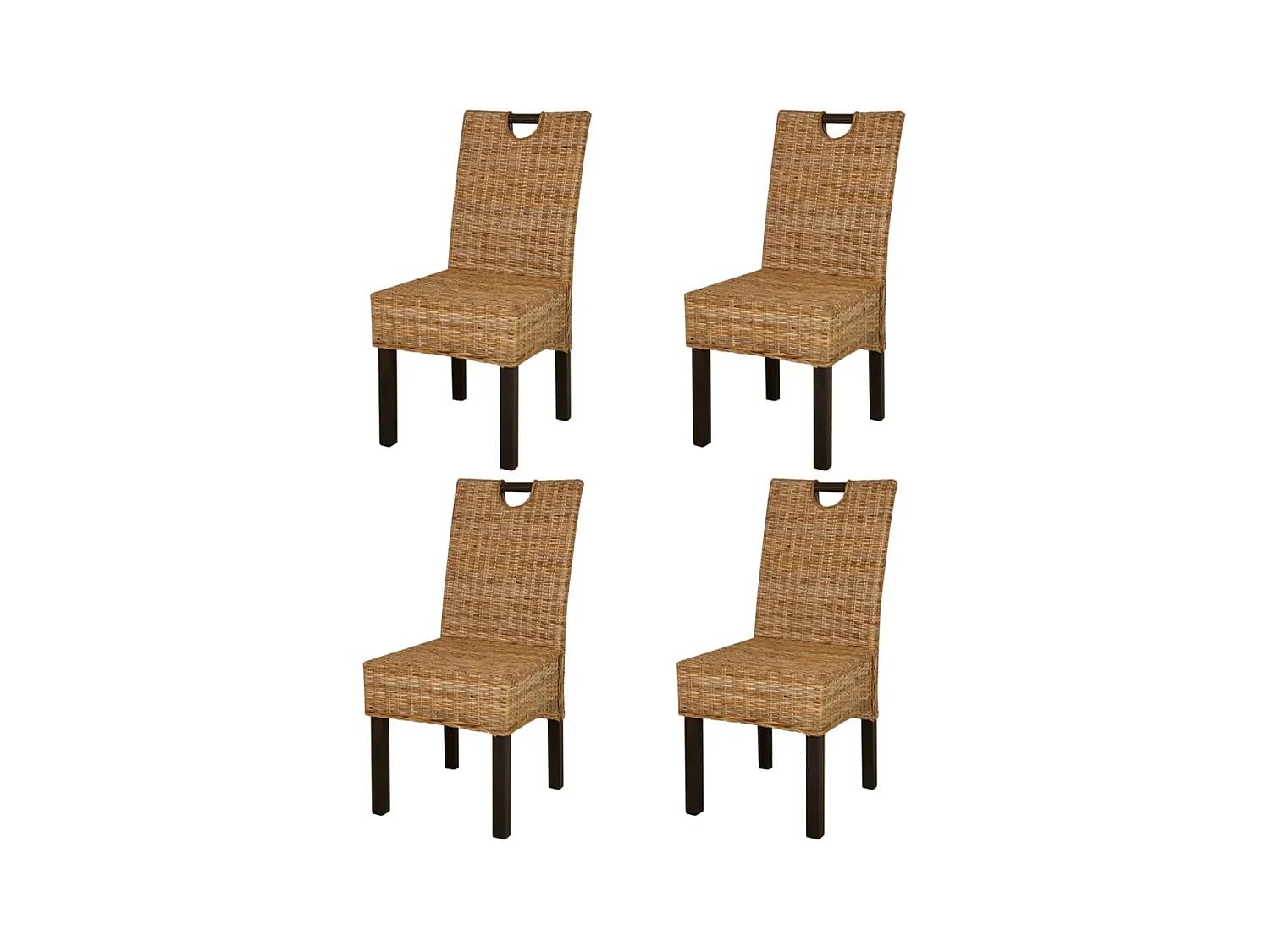 Chaises à manger lot de 4 rotin Kubu bois de manguier
