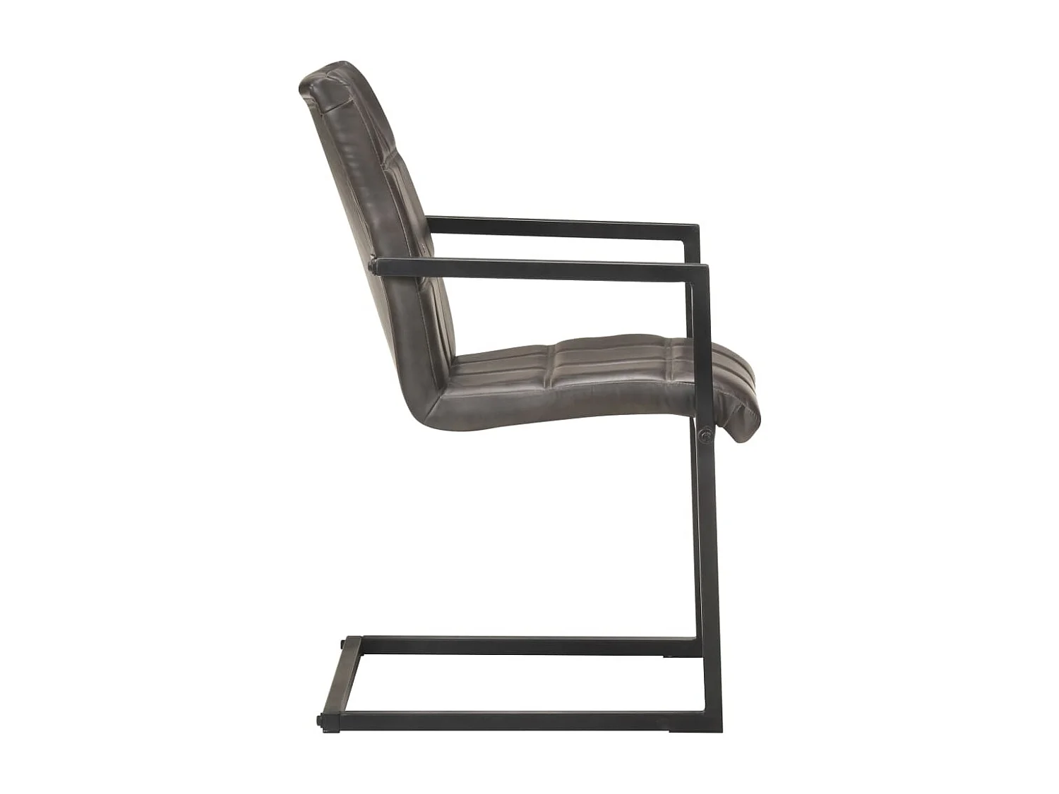 Eetkamerstoelen 2 st echt leer grijs