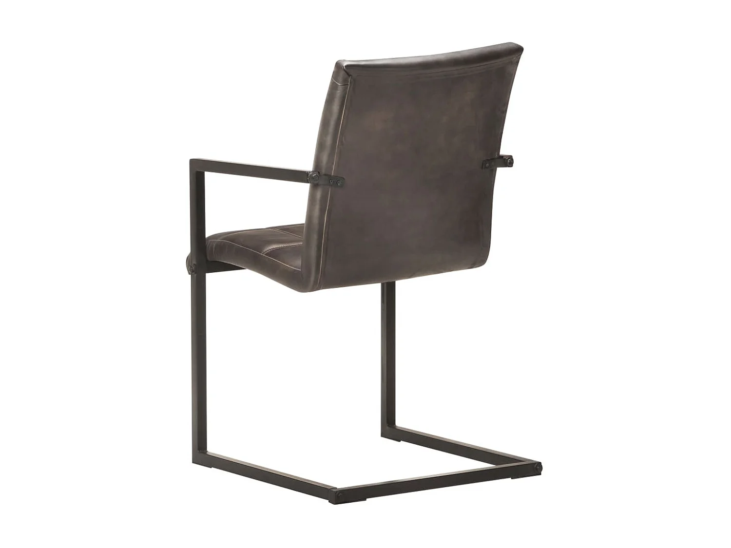 Eetkamerstoelen 2 st echt leer grijs