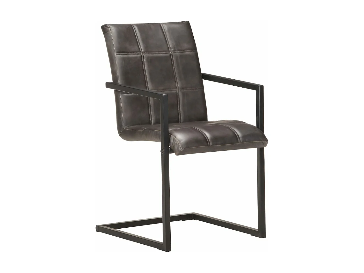 Chaises à manger cantilever lot de 2 gris cuir véritable