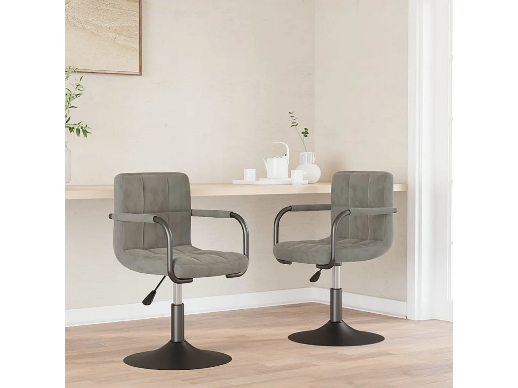 Chaises pivotantes à manger lot de 2 gris clair velours