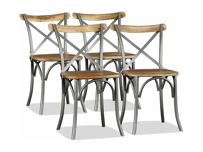 Chaises à manger lot de 4 bois de manguier massif et acier