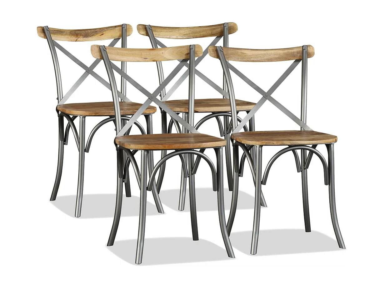 Chaises à manger lot de 4 bois de manguier massif et acier