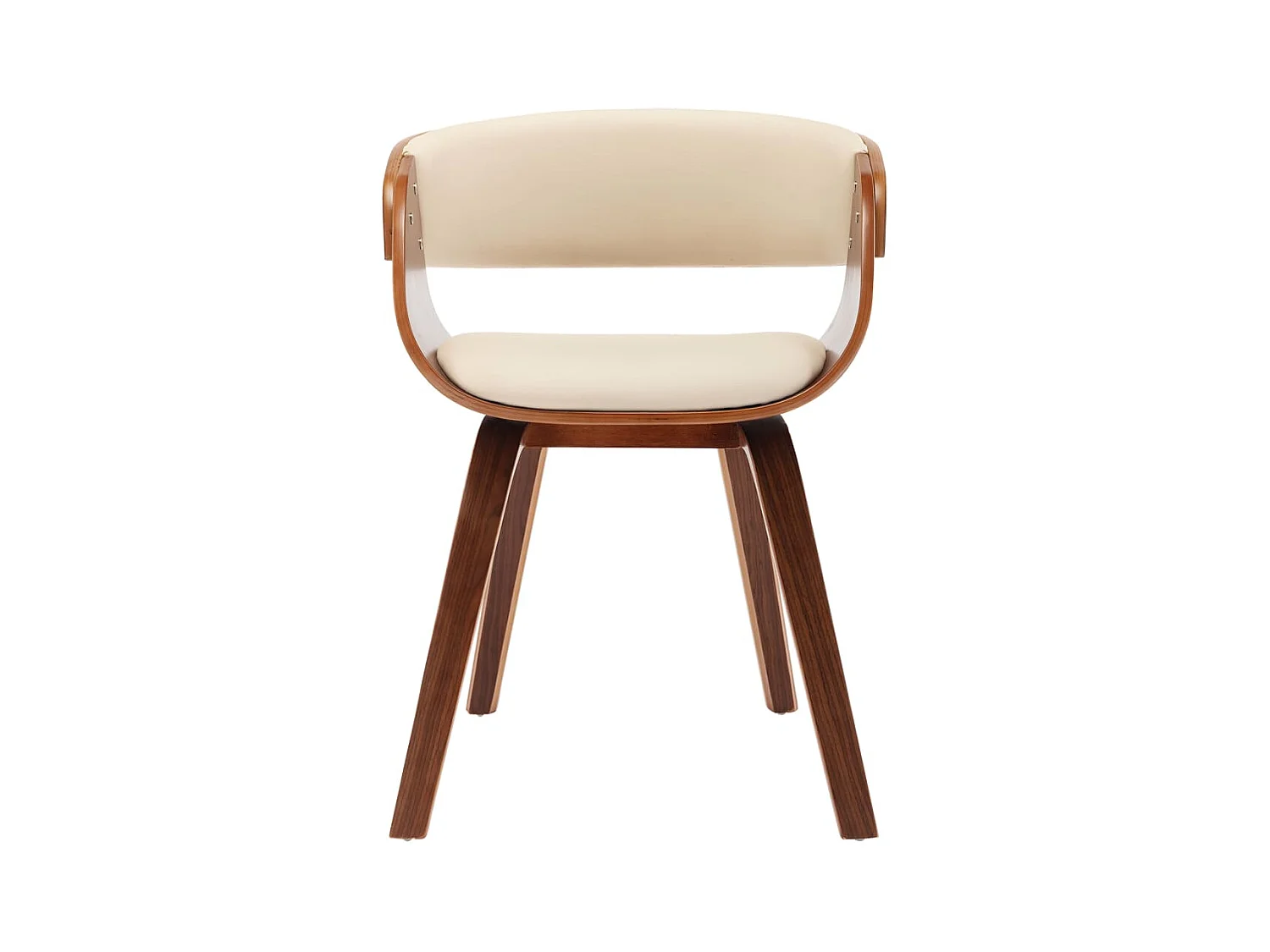 Sillas de comedor 2 unidades madera curvada y cuero sintético crema