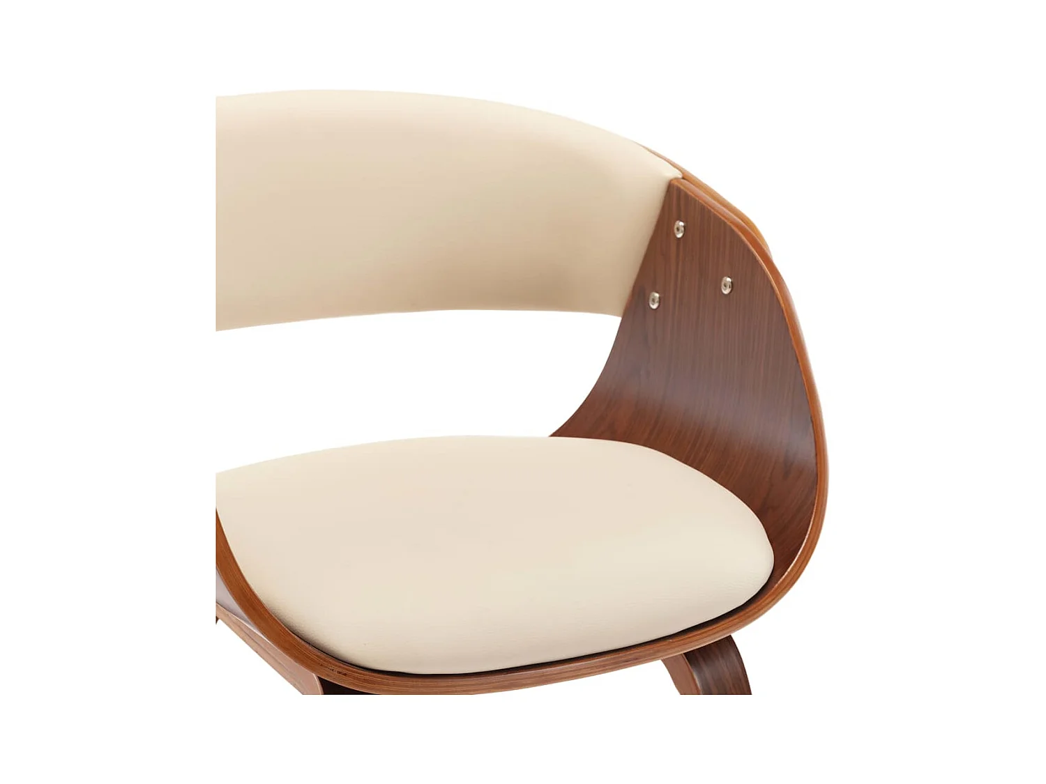 Sillas de comedor 2 unidades madera curvada y cuero sintético crema