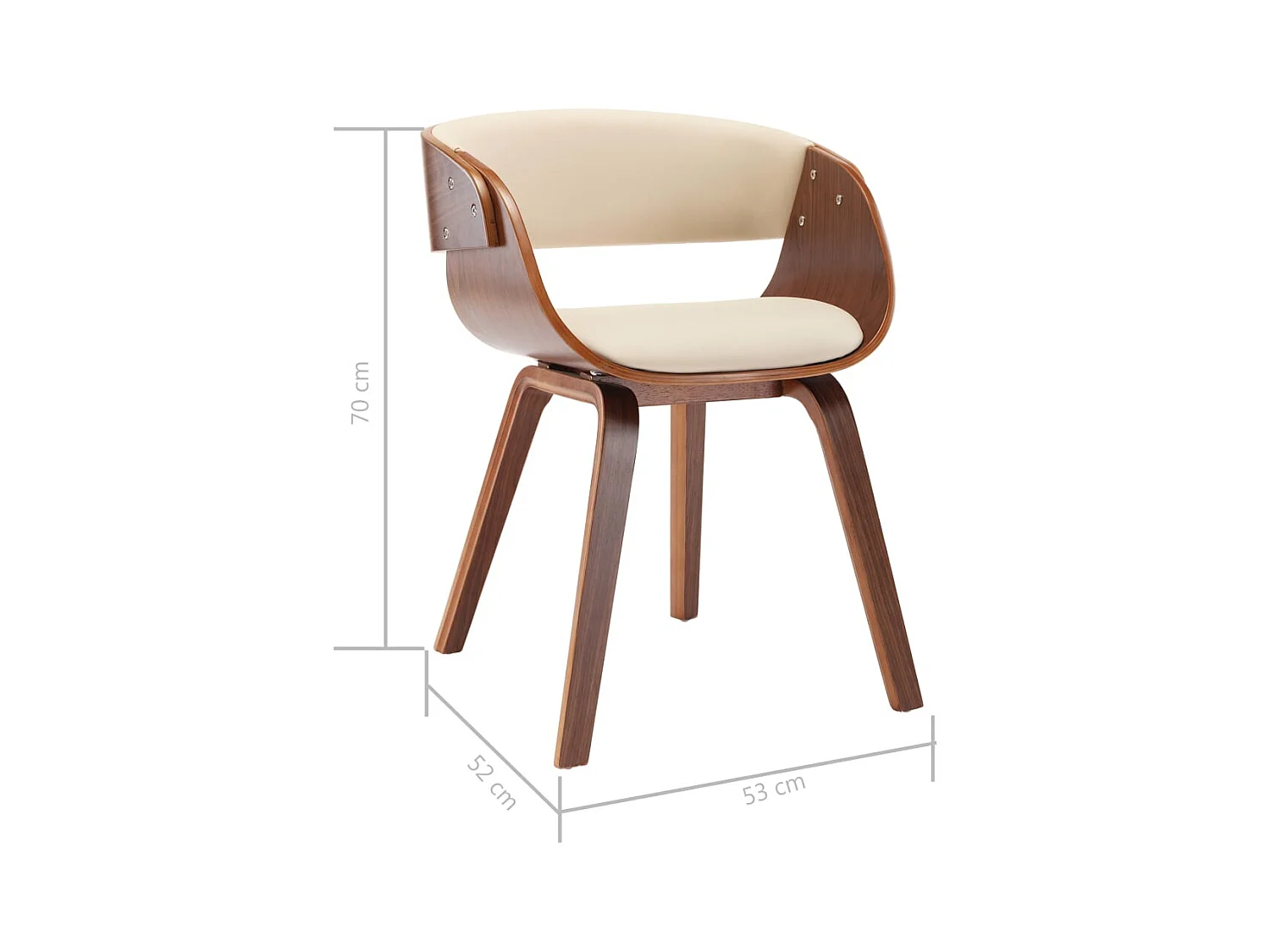 Sillas de comedor 2 unidades madera curvada y cuero sintético crema