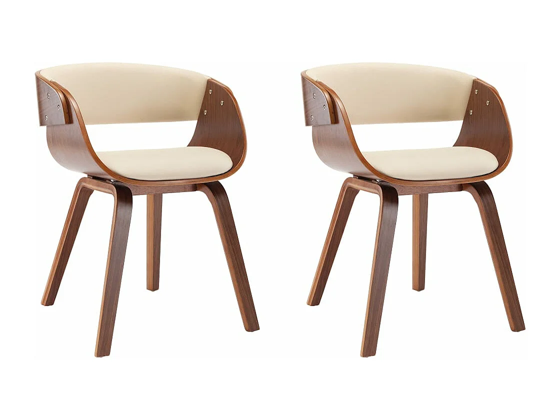 Chaises à manger lot de 2 crème bois courbé et similicuir