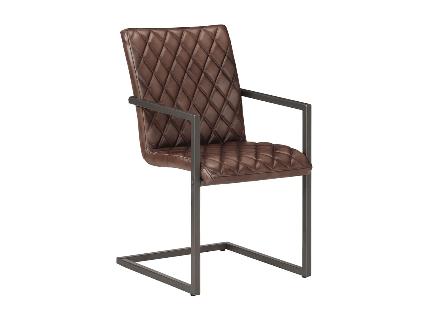 Eetkamerstoelen 2 st echt leer bruin