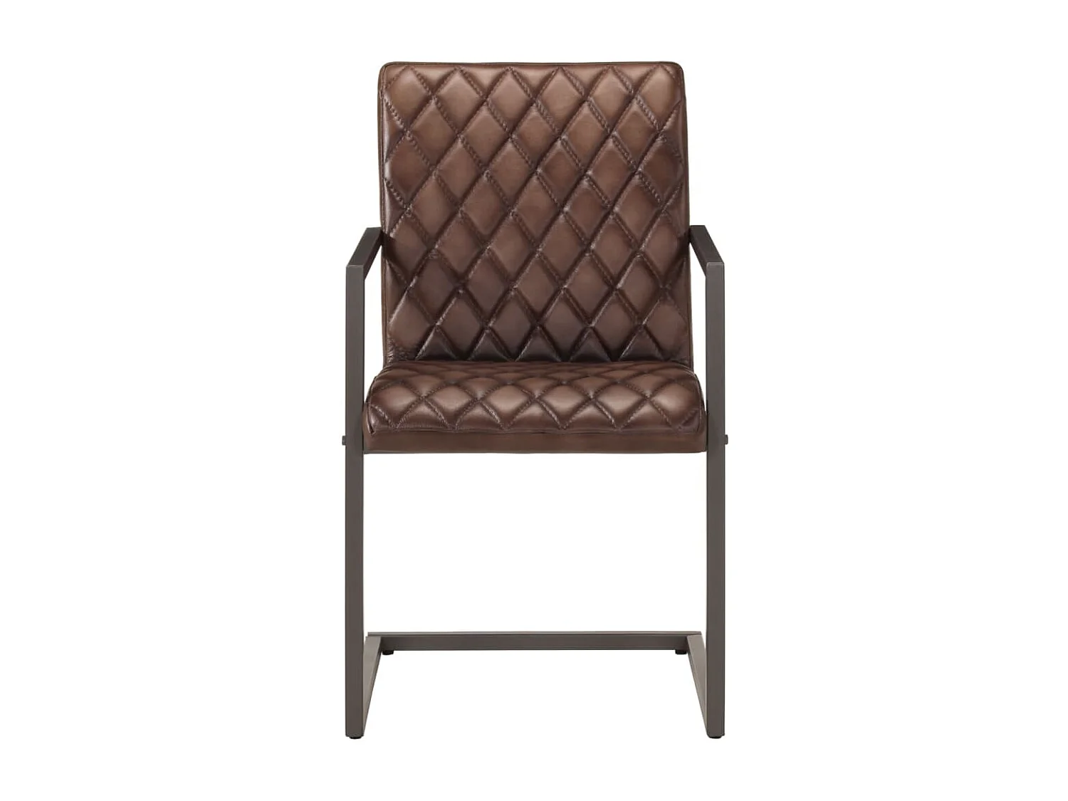 Eetkamerstoelen 2 st echt leer bruin