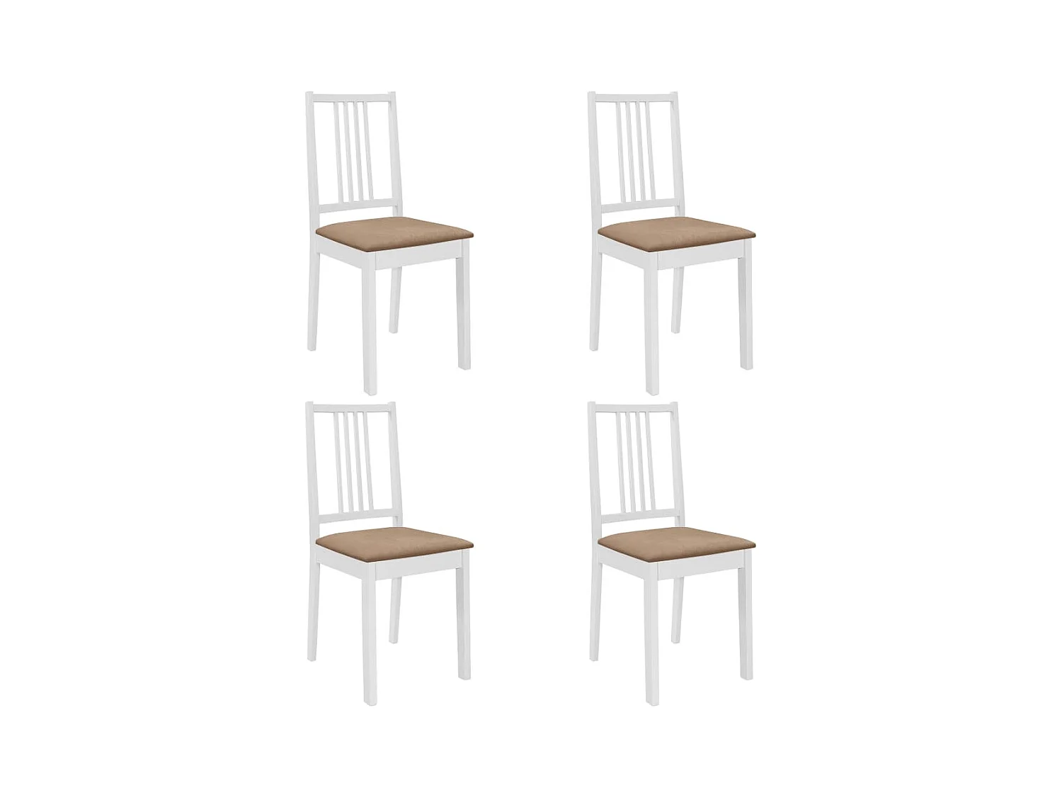 Chaises à manger avec coussins lot de 4 blanc bois solide