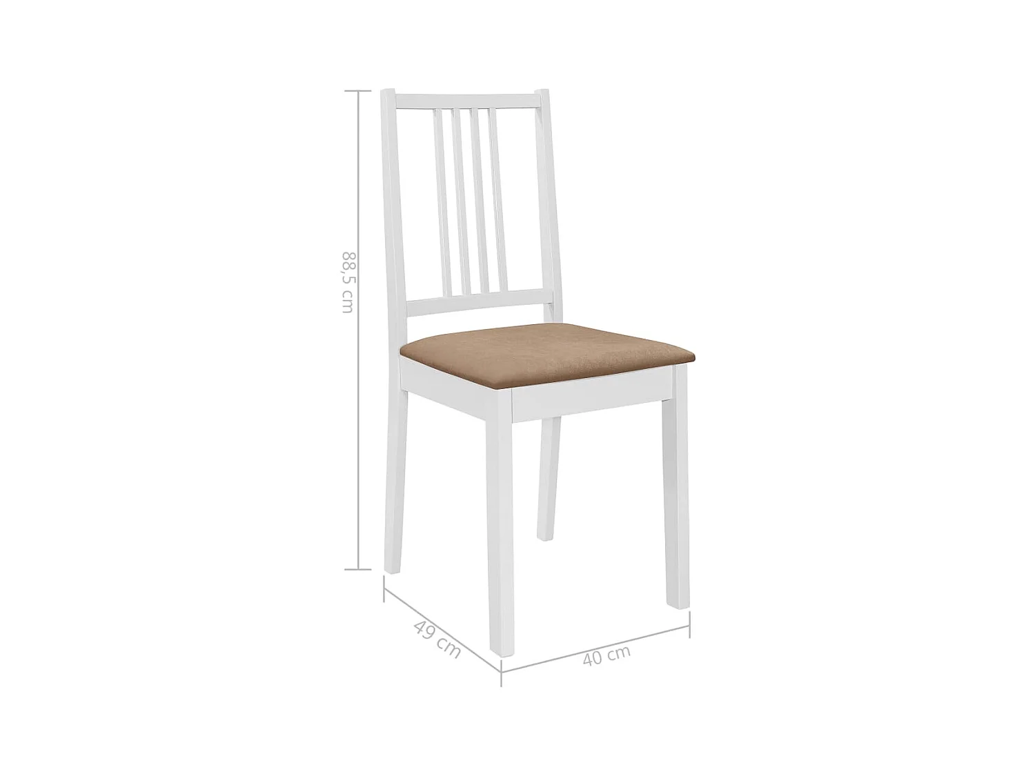 Chaises à manger avec coussins lot de 4 blanc bois solide