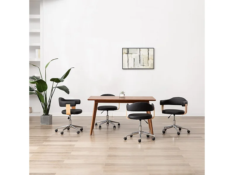 Sillas de comedor giratorias 4 unidades cuero sintético negro