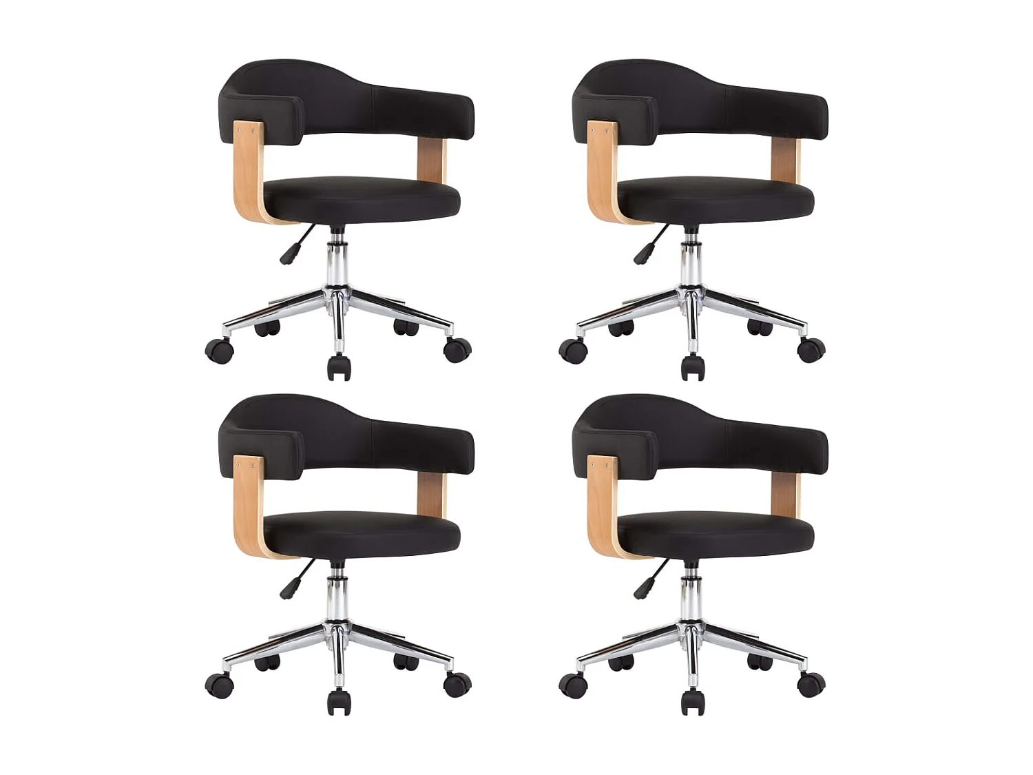 Eetkamerstoelen draaibaar 4 st kunstleer zwart