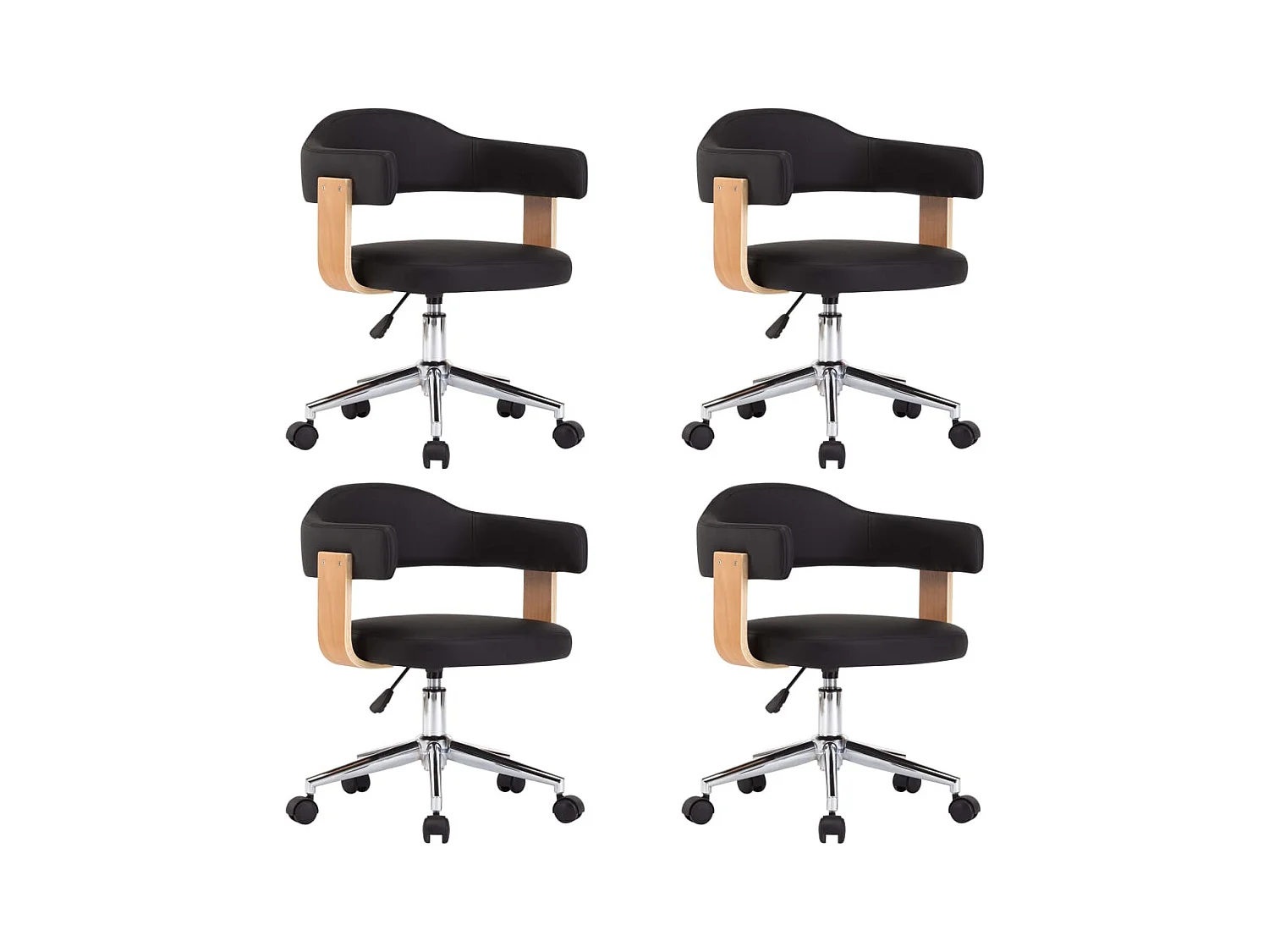 Chaises à manger pivotantes lot de 4 noir similicuir