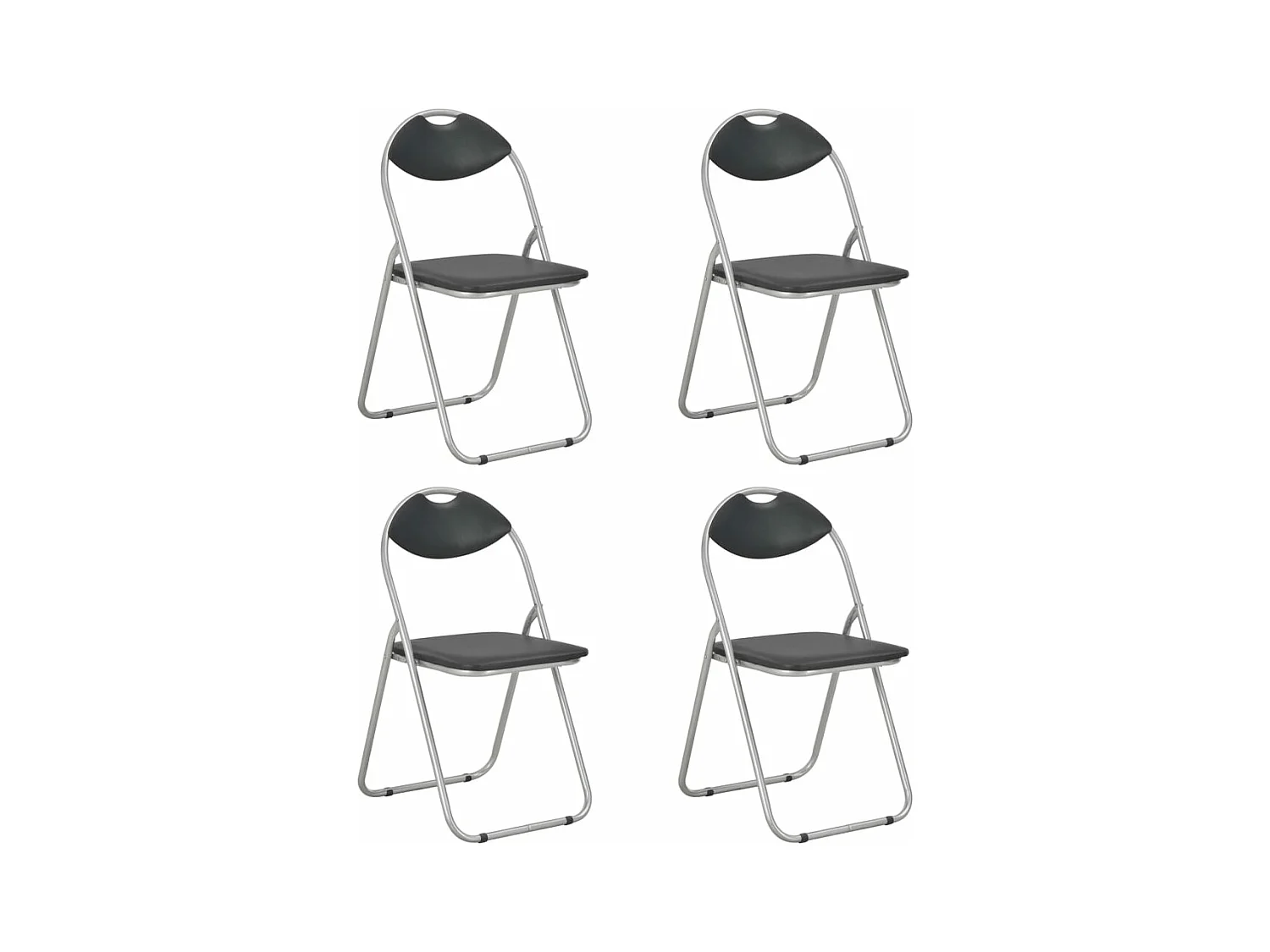 Chaises pliantes à manger lot de 4 noir similicuir