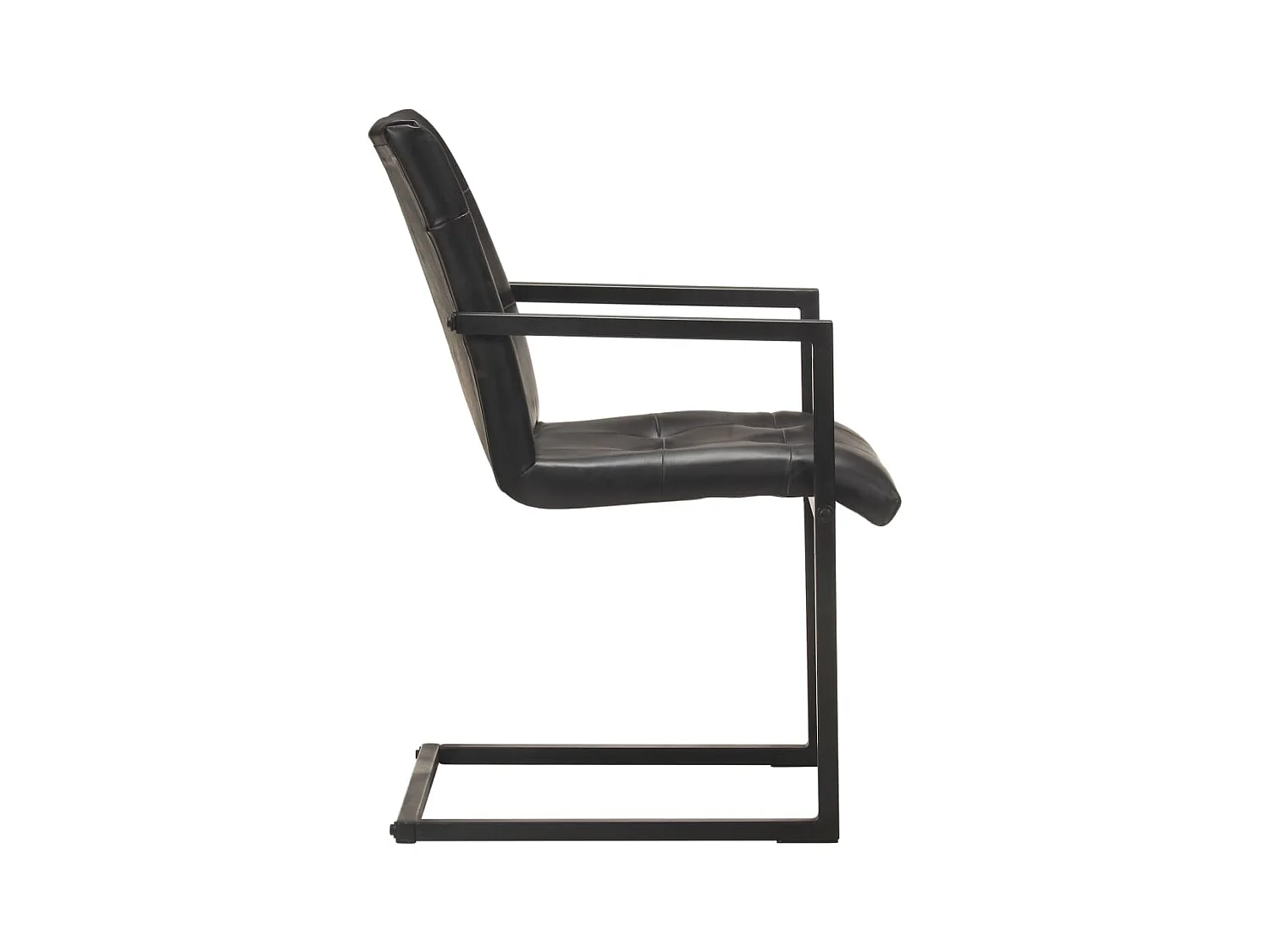 Chaises à manger cantilever lot de 2 noir cuir véritable