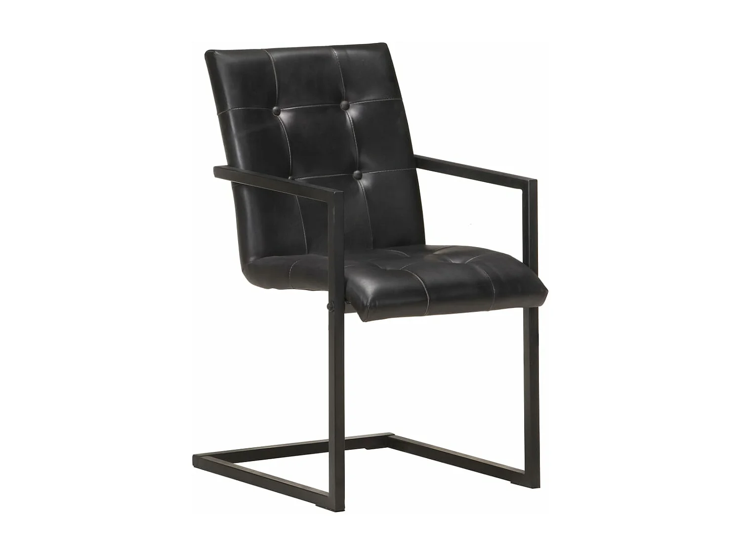 Chaises à manger cantilever lot de 2 noir cuir véritable