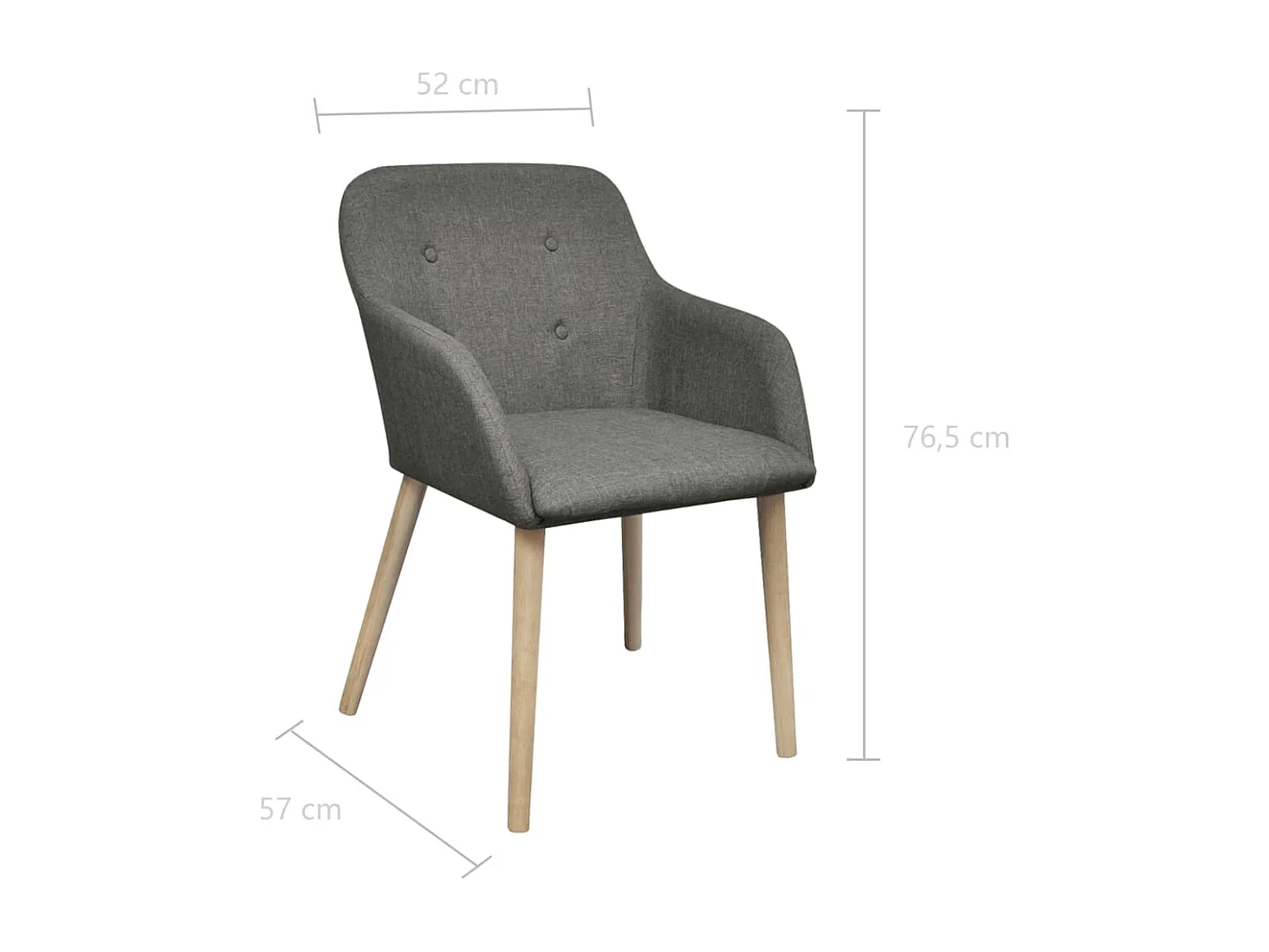 Sillas de comedor 2 unidades tela gris claro y madera maciza roble