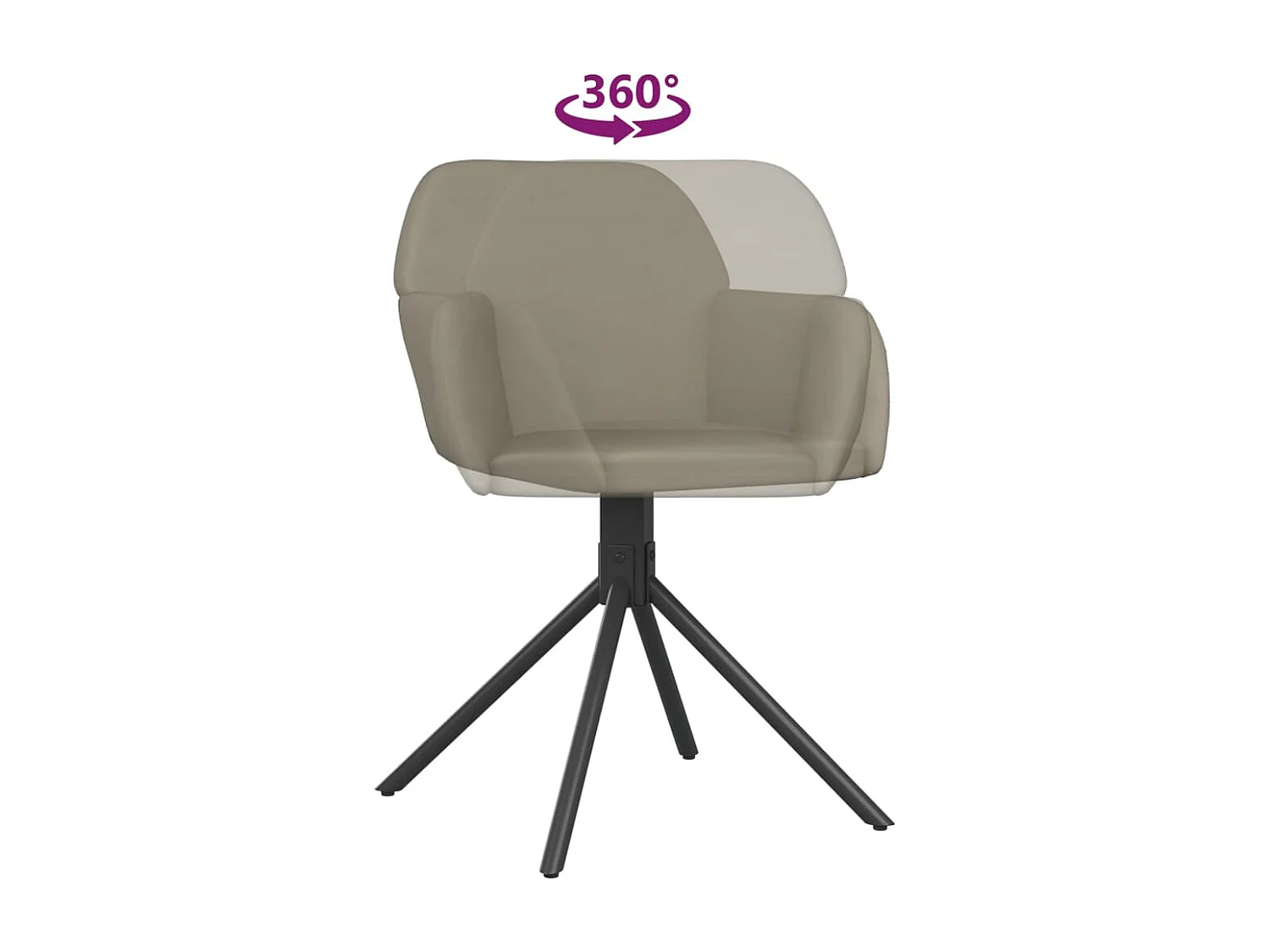 Chaises pivotantes à manger lot de 2 Gris clair Velours