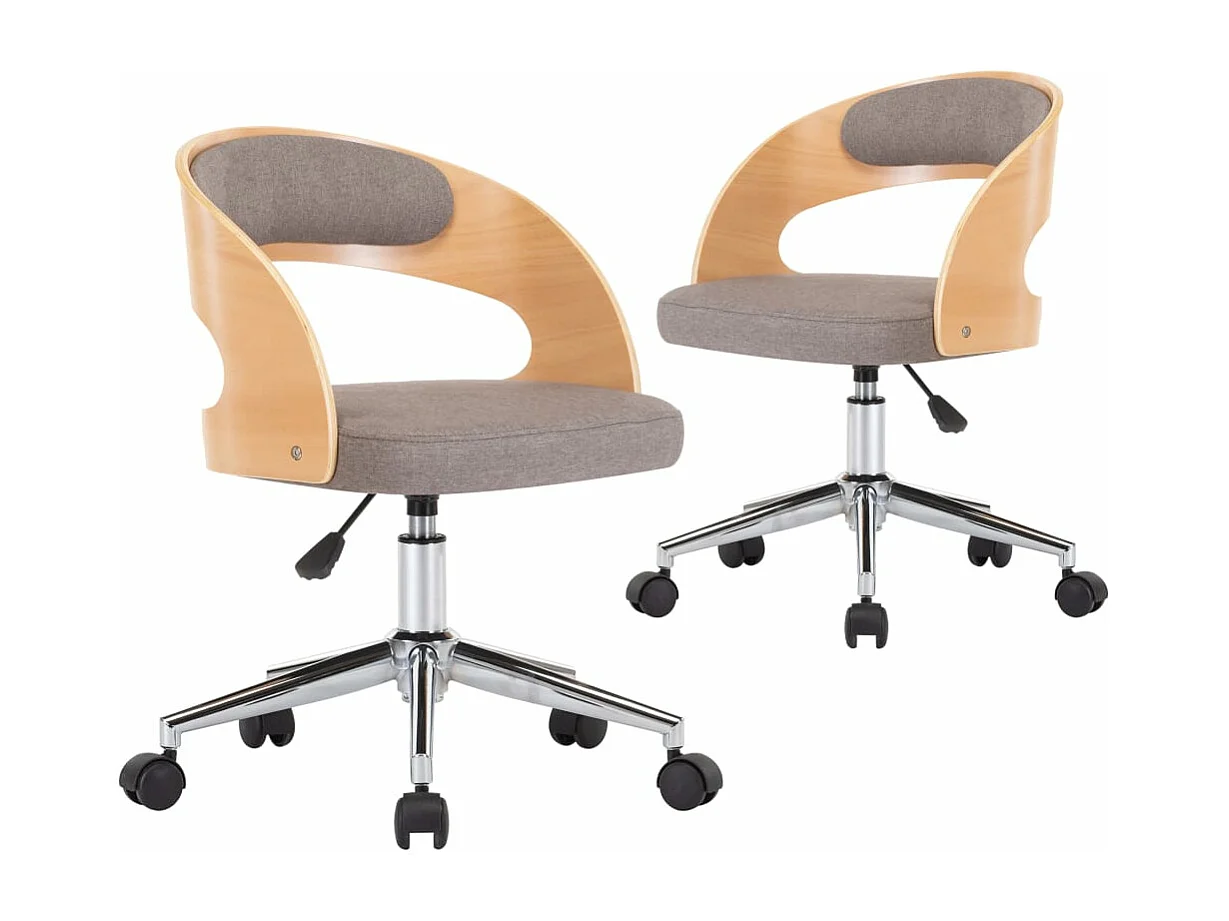 Cadeiras jantar 2 peças madeira curvada/tecido cinzento-acastanh.