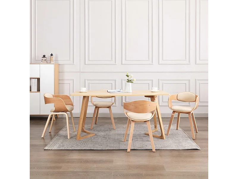 Chaises à manger lot de 4 bois courbé et similicuir