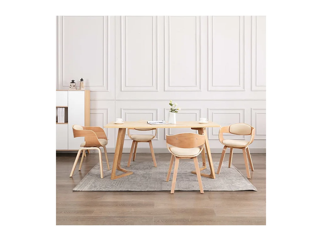 Chaises à manger lot de 4 bois courbé et similicuir