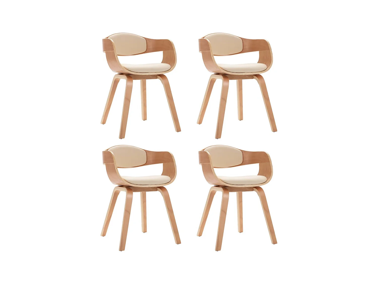 Sillas de comedor 4 unidades madera curvada y cuero sintético