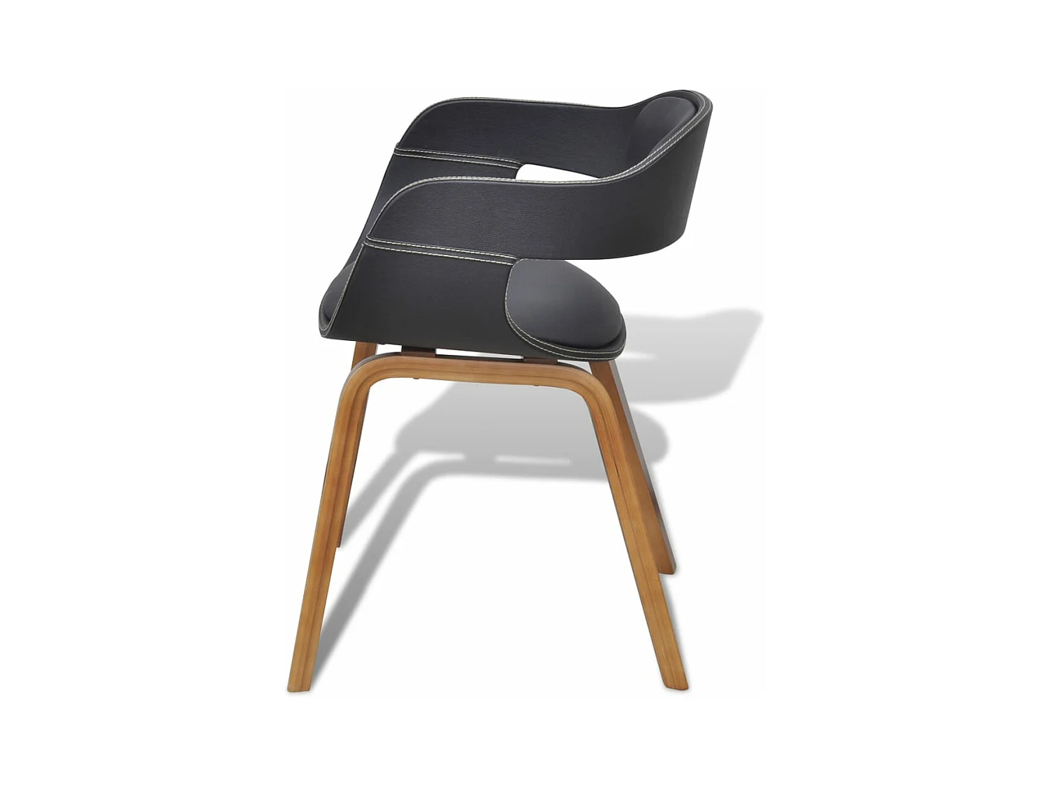 Chaises à manger lot de 4 noir bois courbé et similicuir