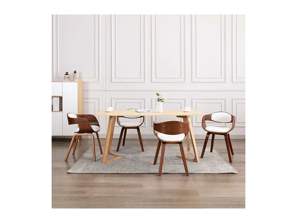 Chaises à manger lot de 4 bois courbé et similicuir