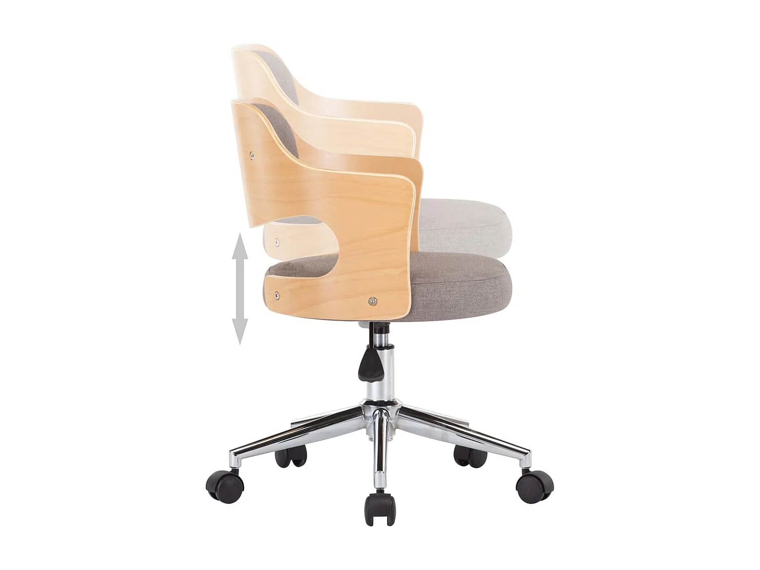 Eetkamerstoelen 4 st draaibaar gebogen hout en stof taupe