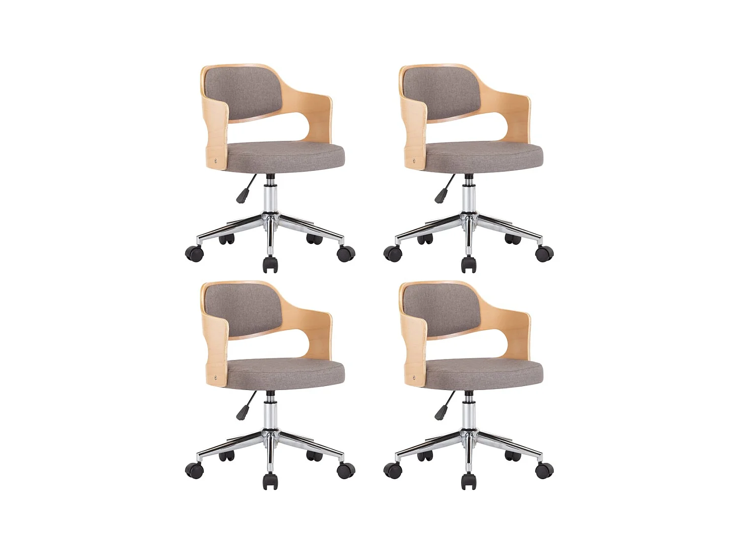 Sillas comedor giratorias 4 unidades madera curvada tela gris taupe
