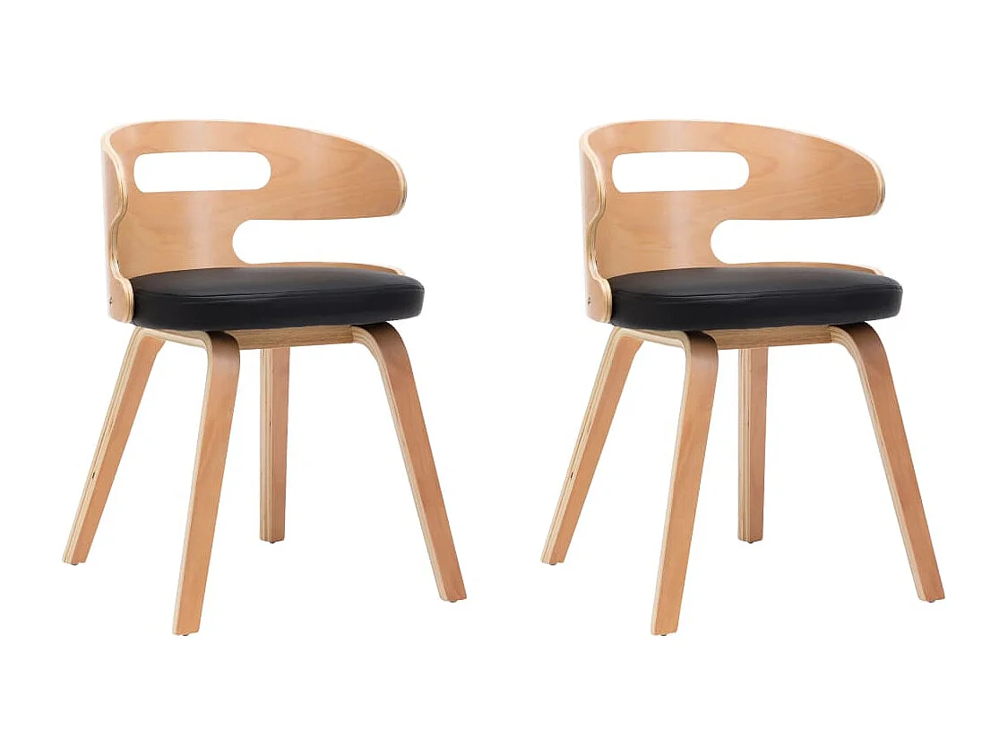 Chaises à manger lot de 2 noir bois courbé et similicuir