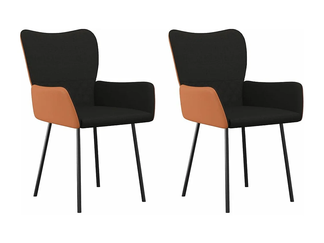 Sillas de comedor 2 unidades cuero sintético y tela negro