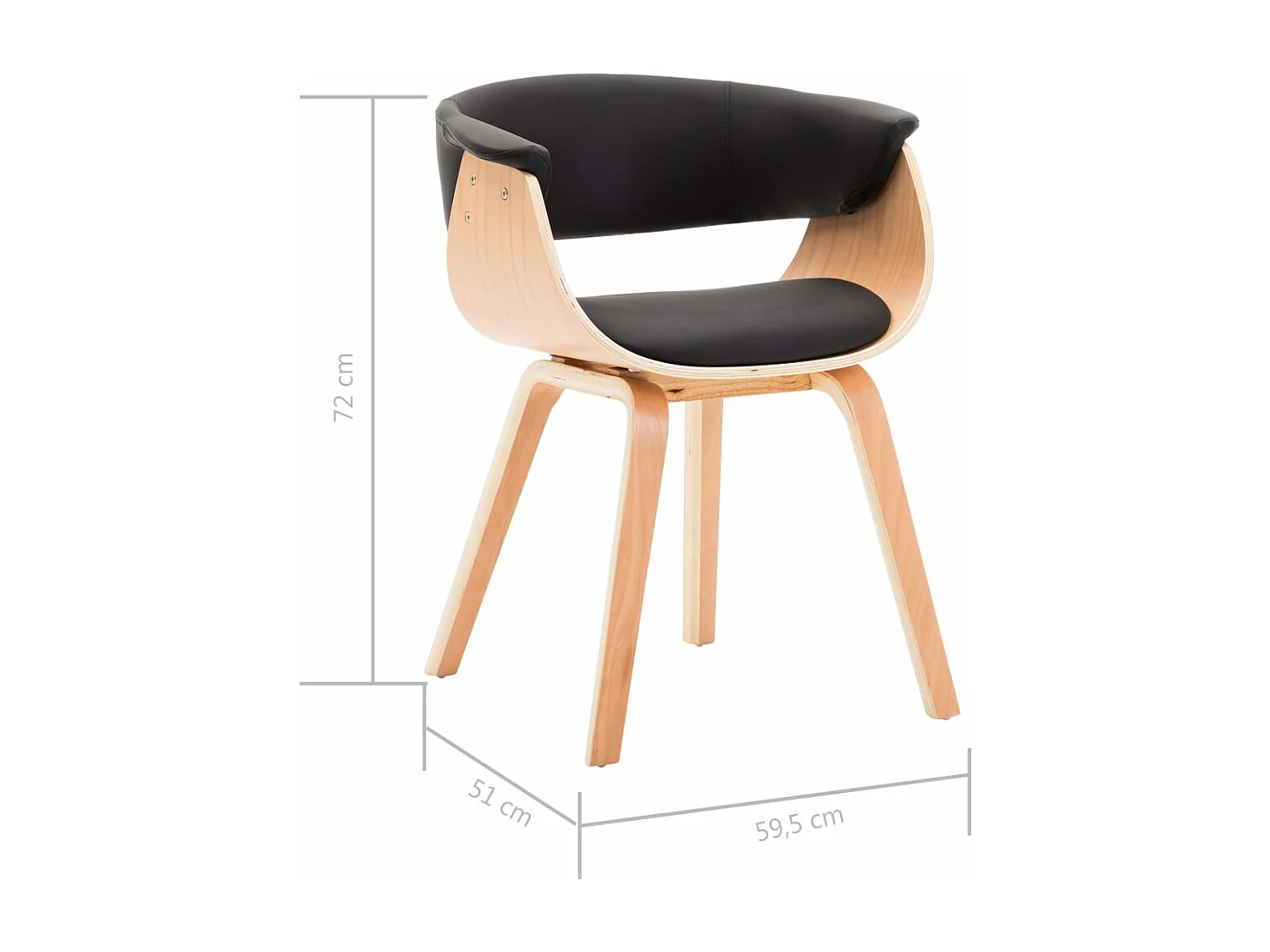 Eetkamerstoelen 4 st gebogen hout en kunstleer zwart