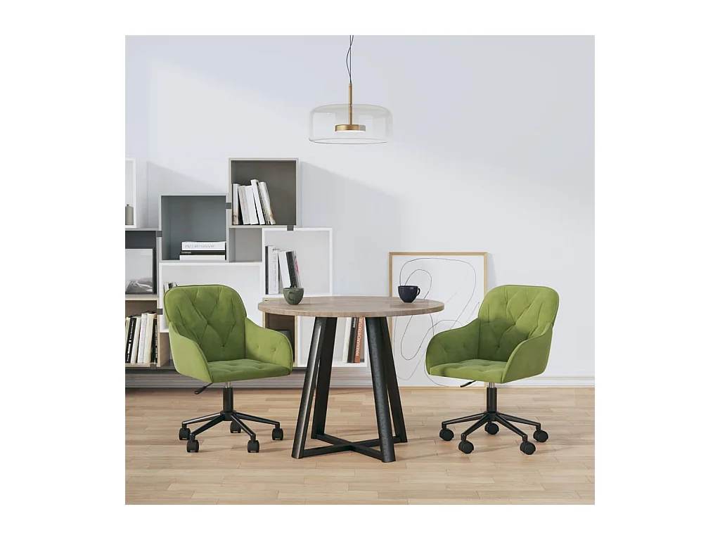 Chaises pivotantes à manger lot de 2 Vert clair Velours