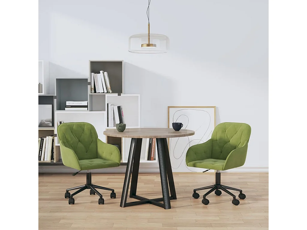 Chaises pivotantes à manger lot de 2 Vert clair Velours