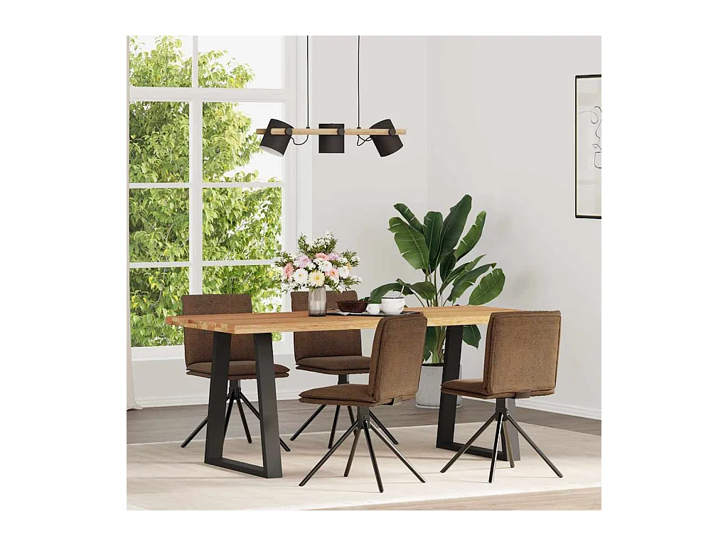 Sillas de comedor 4 unidades piel de ante artificial marrón