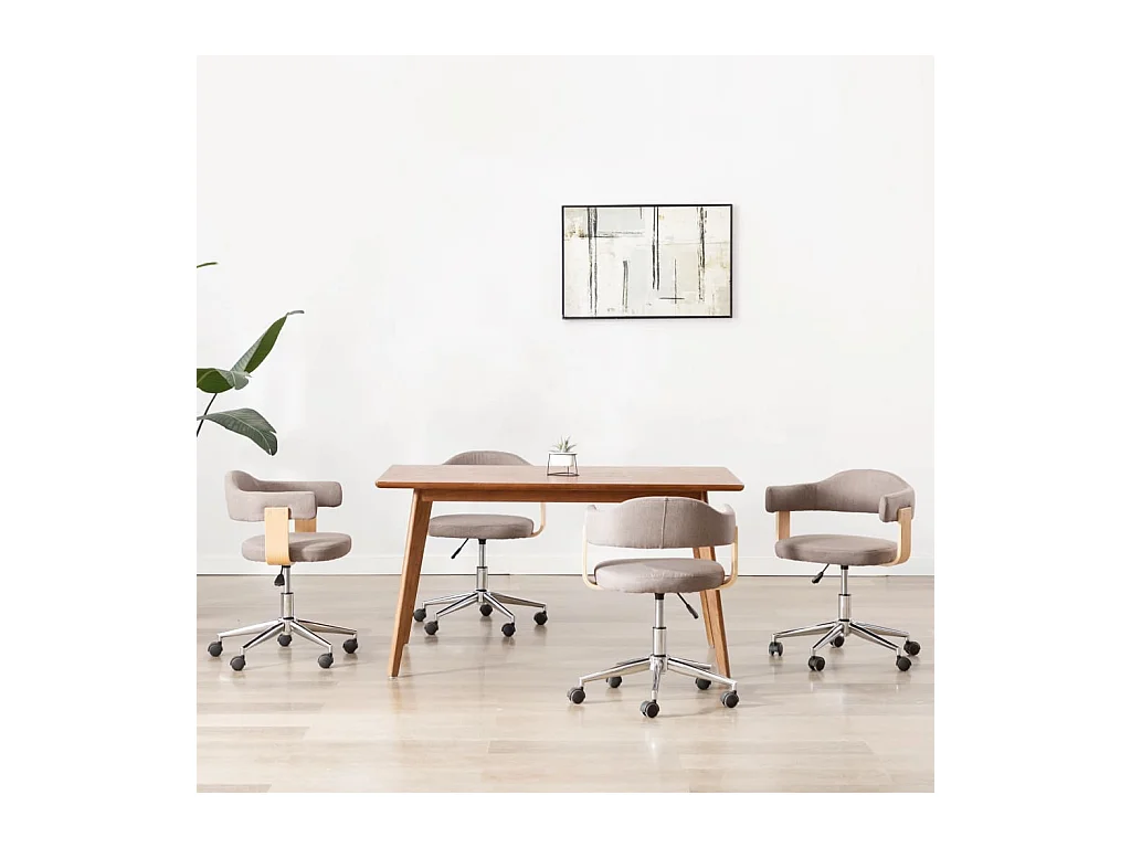 Chaises pivotantes à manger lot de 4 taupe bois courbé et tissu