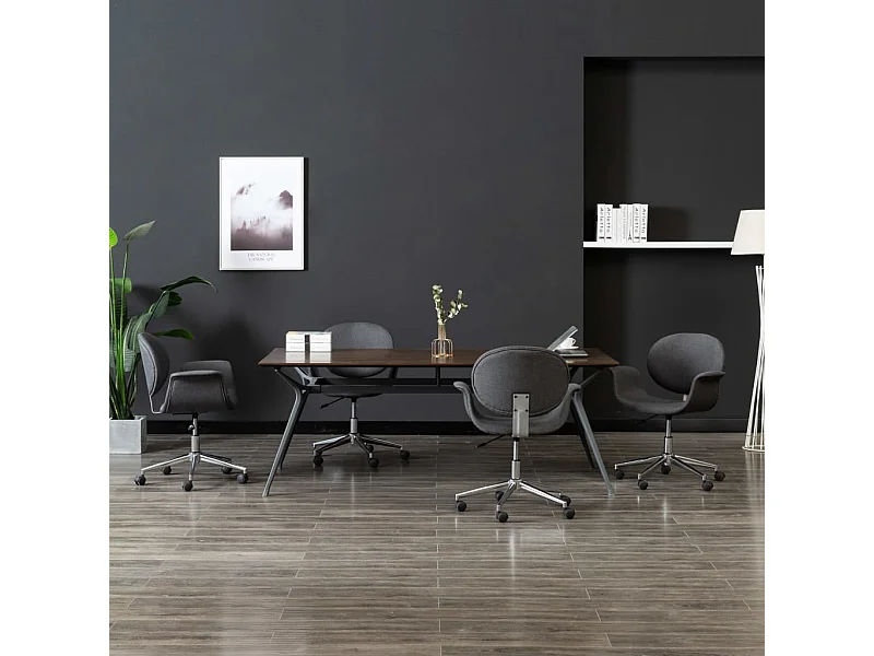 Sillas de comedor giratorias 4 unidades tela gris