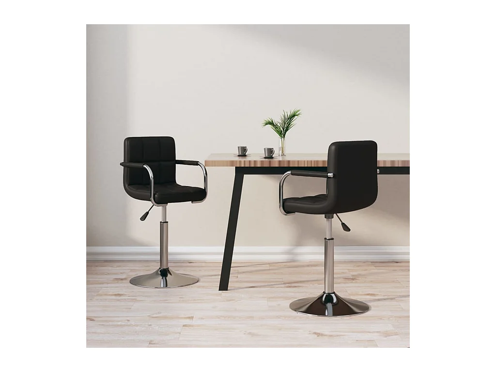 Chaises à manger pivotantes lot de 2 noir similicuir