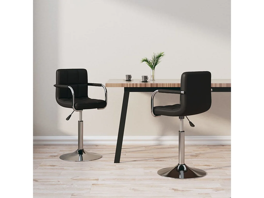 Chaises à manger pivotantes lot de 2 noir similicuir