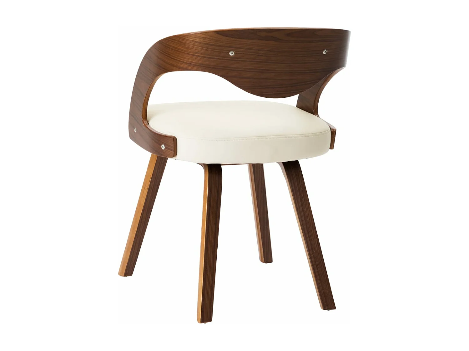 Eetkamerstoelen 2 st gebogen hout en kunstleer crèmekleurig