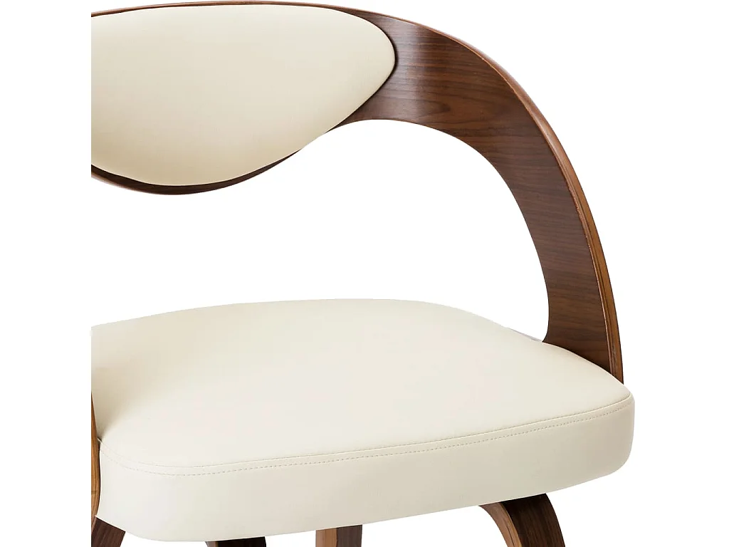 Eetkamerstoelen 2 st gebogen hout en kunstleer crèmekleurig