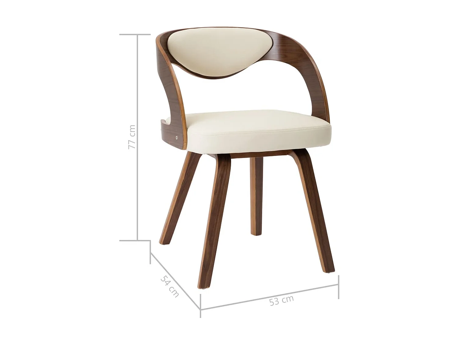 Cadeiras jantar 2 peças madeira curvada e couro artificial creme