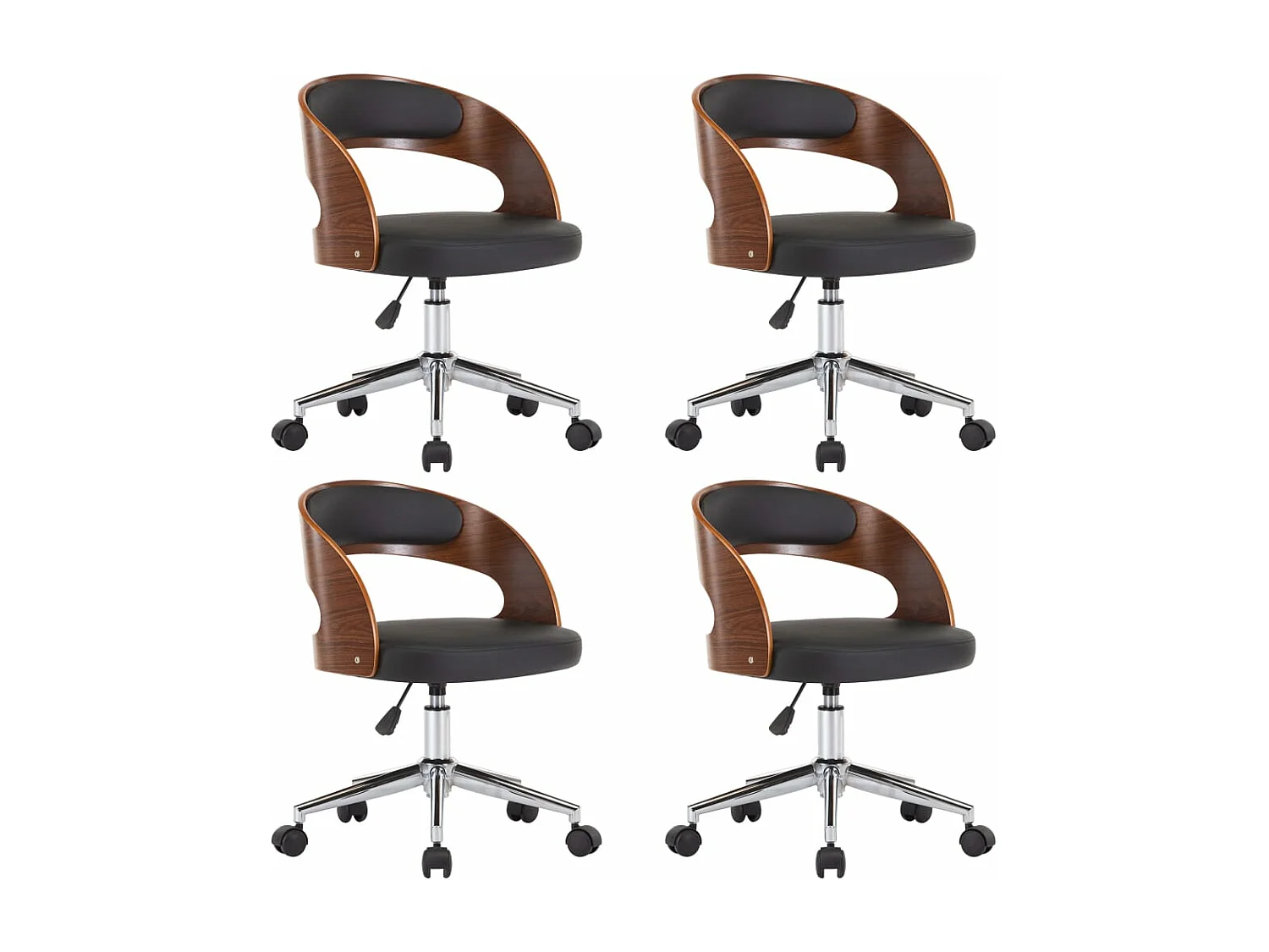 Chaises pivotantes à manger lot de 4 bois courbé et similicuir