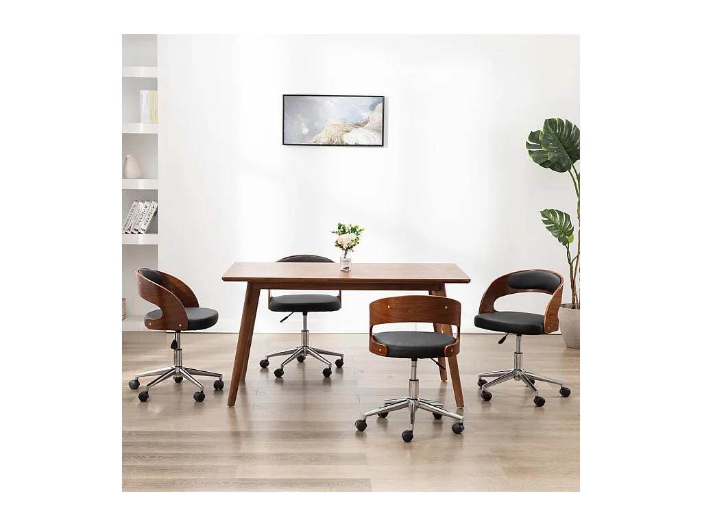 Sillas de comedor 4 unidades madera curvada y cuero sintético