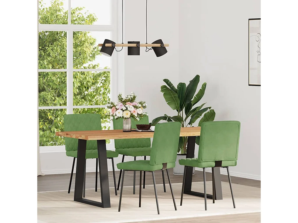 Chaises à manger lot de 4 vert clair velours