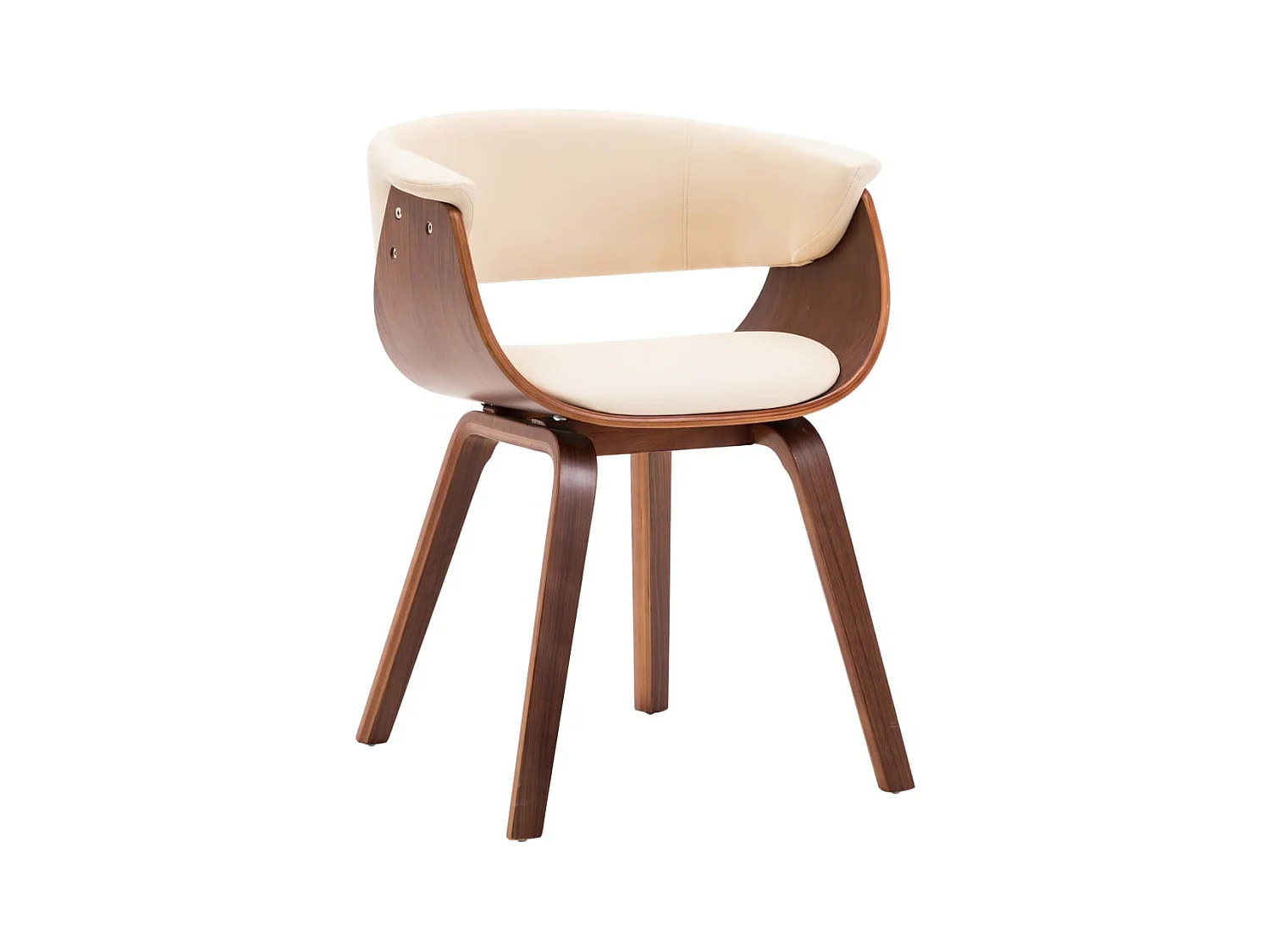 Sillas de comedor 4 unidades madera curvada y cuero sintético crema