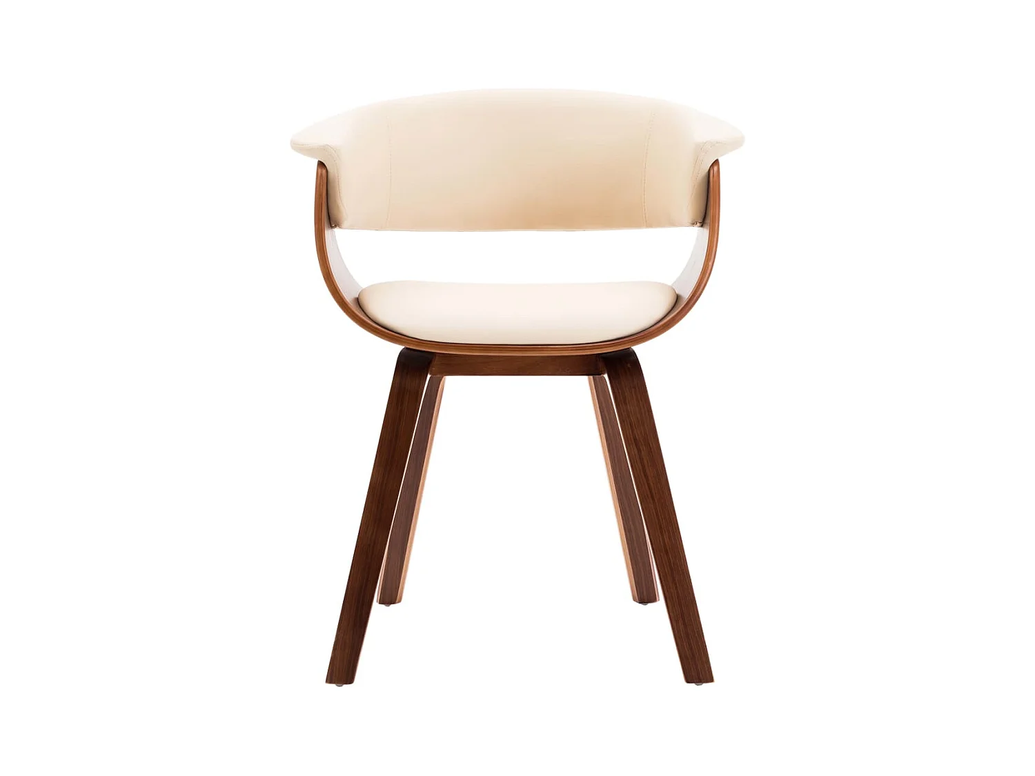 Sillas de comedor 4 unidades madera curvada y cuero sintético crema