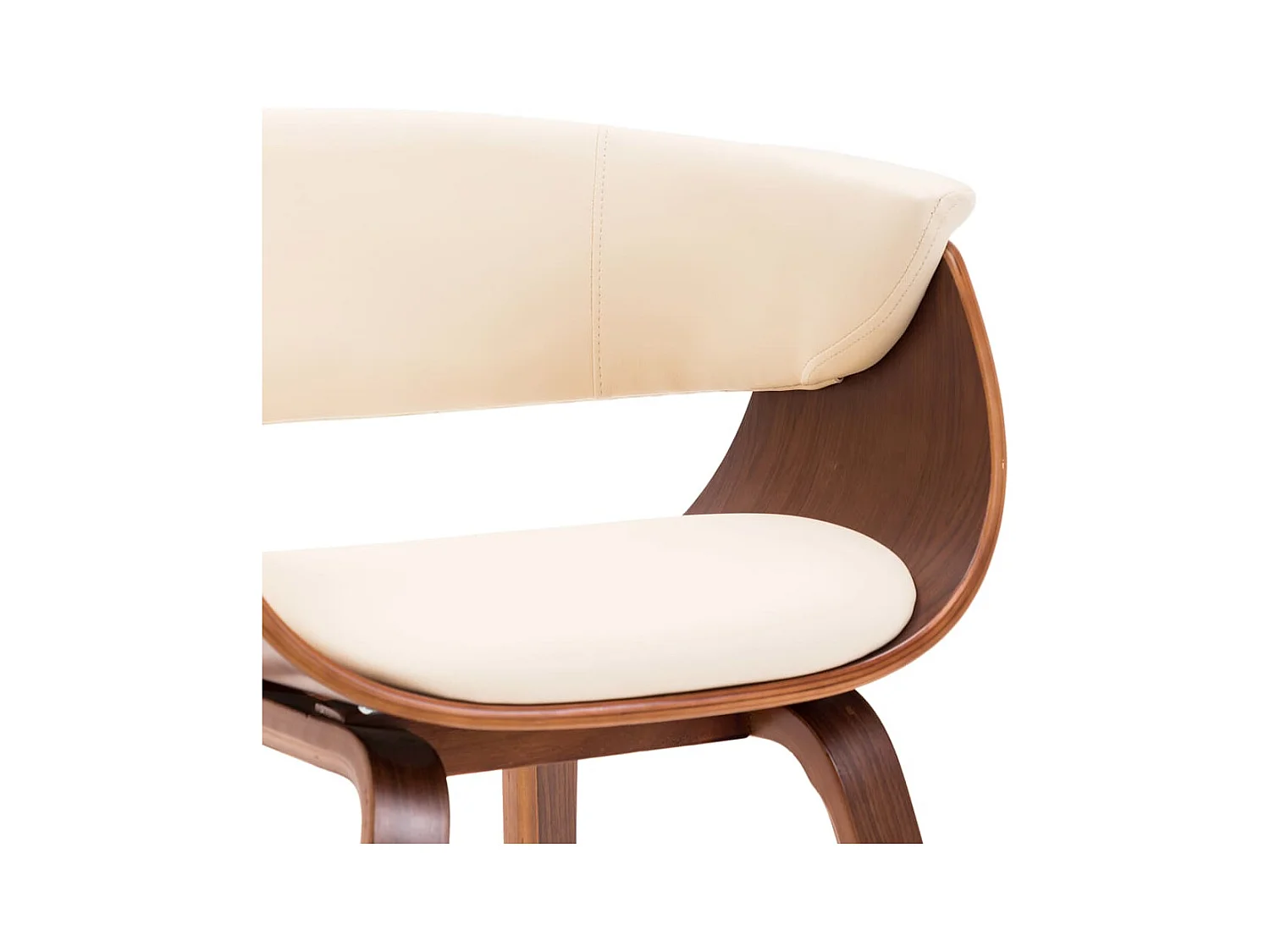 Sillas de comedor 4 unidades madera curvada y cuero sintético crema